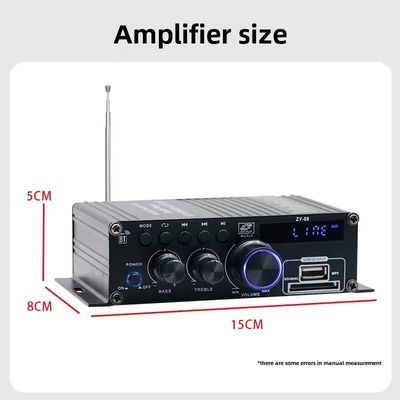 Amplificador de potência de canal duplo de 120W com equalizador para áudio estéreo HiFi