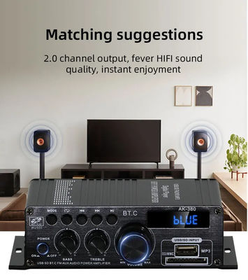 Amplificador de áudio Bluetooth v5.0 de 2.0 canais AK-380 com potência de saída de 100-300W para home theater