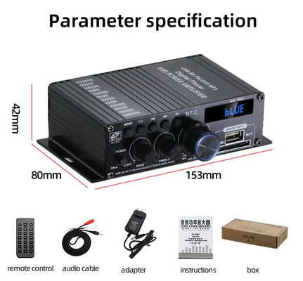 AK-380 5.0 Amplificador de 2.0 canais Amplificador de cinema doméstico de carro Mini HIFI Amplificadores de áudio digital Estereó USB OTG Input