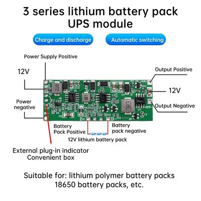 12V 3A 24W 36W Fornecimento de energia ininterrupto UPS Carregamento descarregamento Roteador Rede Bateria de lítio Proteção placa PCB Base