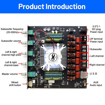 ZK-AS21 2.1 Channel Digital Power Amplifier Board Module 220W*2+350W Subwoofer de baixo tom alto TPA3255 BT Home Audio AS21