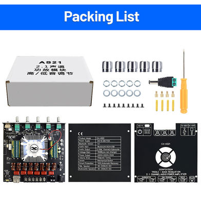 ZK-AS21 2.1 Channel Digital Power Amplifier Board Module 220W*2+350W Subwoofer de baixo tom alto TPA3255 BT Home Audio AS21