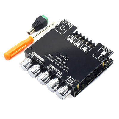 ZK-MT21 2.1 Canal Subwoofer Amplifier Module 5.0BT 12V 24V 2*50W+100W Power Usar em casa Placa de plástico para sistema de alto-falante