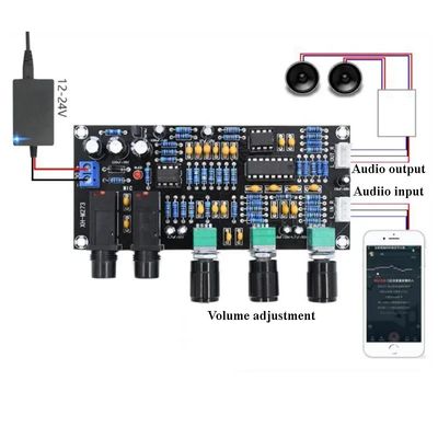 XH-M273 PT2399 Digital Preamplifier Board 12-24V DC com frequência estéreo para controle de microfone Karaoke