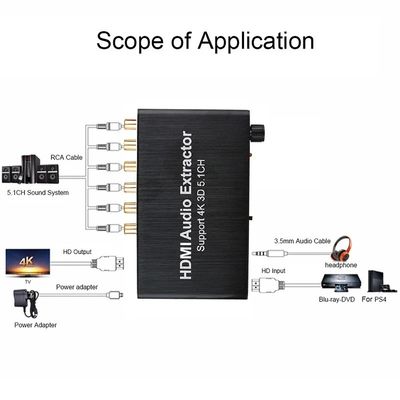 5.1 Canal HDMI Audio Extractor com suporte Dolby AC-3/DTS e Resolução 3840x2160@30Hz para PS4 DVD