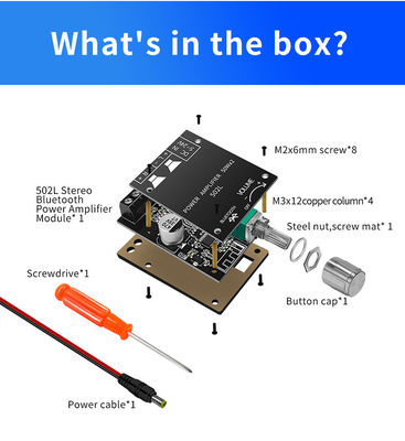 ZK-502L Mini para Bluetooth 5.0 DC 5-24V 50Wx2 Amplificador de Potência estéreo Wireless Audio Digital Board para Bluetooth Amplificador Spe