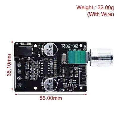ZK-502L Mini para Bluetooth 5.0 DC 5-24V 50Wx2 Amplificador de Potência estéreo Wireless Audio Digital Board para Bluetooth Amplificador Spe