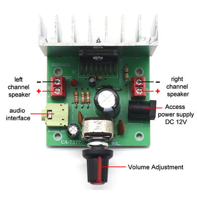 Módulo amplificador de áudio digital CA-7377 2.0 canais DC12V 2*35W TDA7377 AMP Placa amplificadora de chip