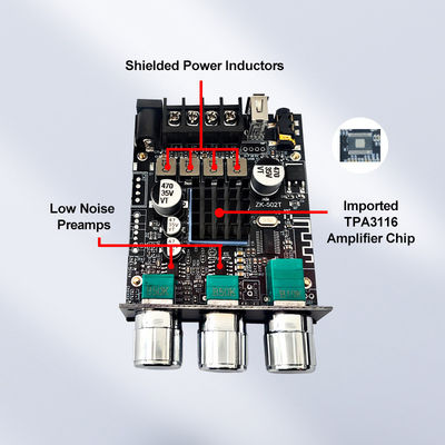 TPA3116D2 Subwoofer Audio Amplifier Module ZK-502T 2-Channel Audio Stereo Board com 2*50W Bass AMP e Comunicação AUX