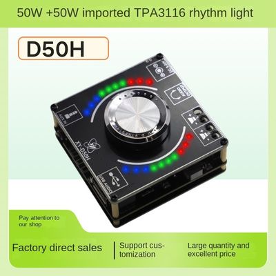 TPA3116 50W*2 HIFI Stereo Power Amplifier Board com lâmpada de ritmo musical