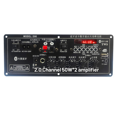Recarregável Trolley Stereo Car Subwoofer Amplificador de Potência de Áudio PCB Board 2.0 Canal 12V com Design de Molde Privado