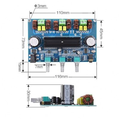 2.1canal Wireless Digital Power Amplifier Board 50Wx2+100W Channel High Power Audio Version 5.0 Amplifier Board