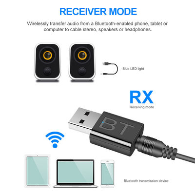 Adaptador de áudio Bluetooth 5.0 com alcance de transmissão de 10m e modo duplo para transmissão de áudio sem fio