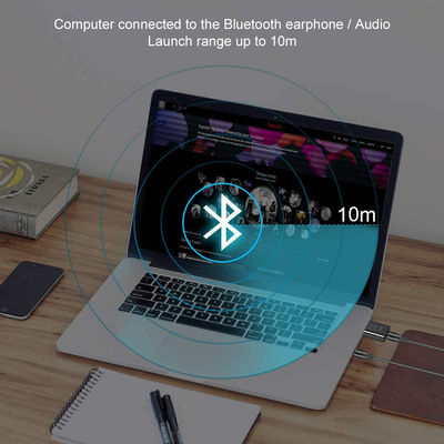 Adaptador de áudio Bluetooth 5.0 com alcance de transmissão de 10m e modo duplo para transmissão de áudio sem fio