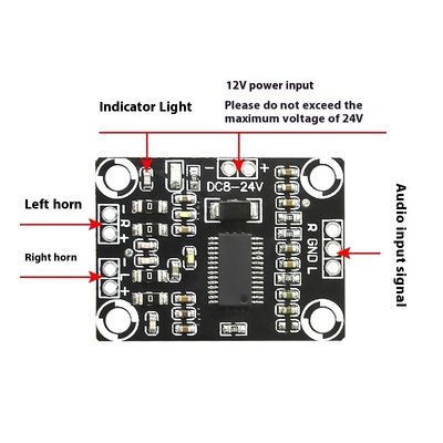 Placa Amplificadora Classe D CA-3110 2x15W 8-24V DC Módulo Estéreo