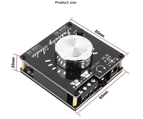 Placa amplificadora Bluetooth 5.0 de canal duplo 80W 60x60x30mm