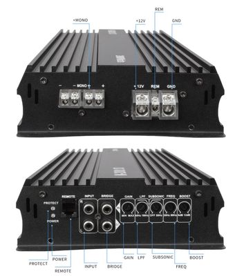 Amplificador de Potência de Áudio de Carro de Alta Potência 12V 2000W 2000 Watt Mono Subwoofer de Classe D com Crossovers