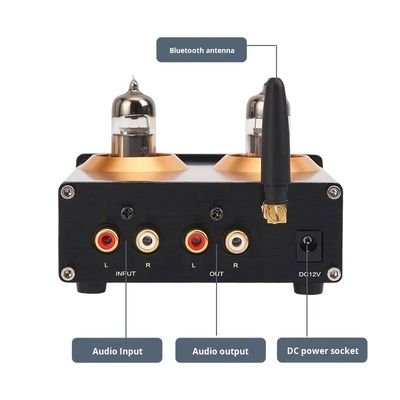 Pré-amplificador de tubo HIFI Audiófilo 6J5 QCC3034 para Amplificador Doméstico Sem Fio BT 5.1 com Ajuste de Graves e Agudos