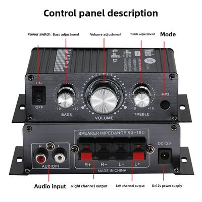 Mini Amplificador Doméstico BT-888 12V 20W+20W BT Sem Fio Pequeno Metal Venda Quente para Comércio Exterior Transfronteiriço