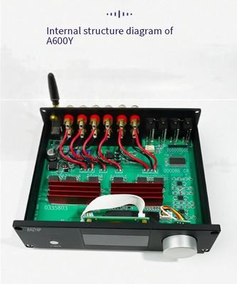 Amplificador de Potência para Home Theater Ativo A600Y 5.1 Multicanal 5*50W+100W Ajuste Independente Controle Remoto BT 5.3 Subwoofer