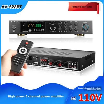 Av-628BT Home Audio 5 canais 800W Amplificador de alta potência 110V/220V Receptor sem fio com conectividade BT
