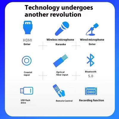 Amplificador Karaoke Sem Fio 2.0 Canais de Alta Potência 100W BT Decodificação Sem Perdas HDML ARC Fibra Óptica Coaxial Estoque de Eletrônicos