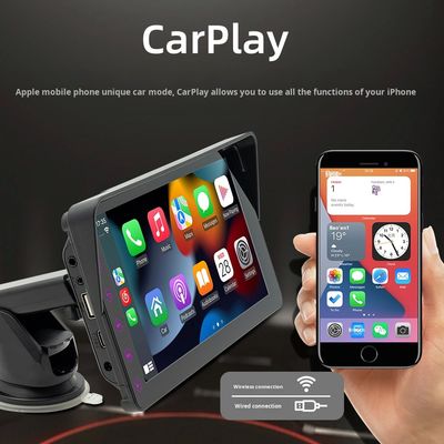 Creatall MP5 portátil para carro de 7 polegadas com CarPlay sem fio para Bluetooth, transmissor FM, câmera de visão traseira HD, colocação no painel, 1 ano de garantia