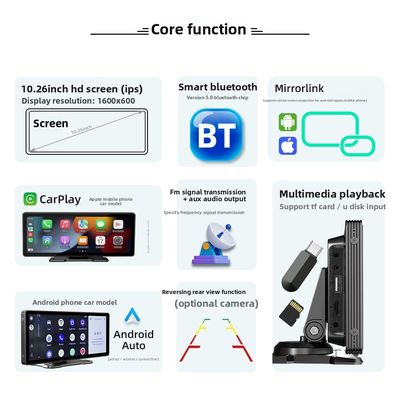 Creatall Cross-Border 10,26 polegadas Grande ecrã LCD Carplay Navegação Alta Definição Imagem Reversa Conexão USB BT Player