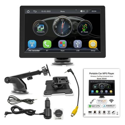 Creatall MP5 Portátil de 9 polegadas de Alta Definição com Tela Grande para Carplay com Fio/Sem Fio para Bluetooth no Painel - 1 Ano de Garantia