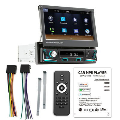 Tela retrátil de 7 polegadas Creatall All-in-One Wireless CarPlay Smart para Câmera de ré Bluetooth MP5 Player para carro