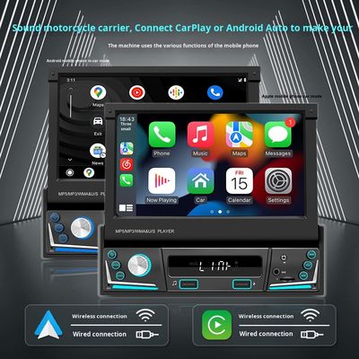Tela retrátil de 7 polegadas Creatall All-in-One Wireless CarPlay Smart para Câmera de ré Bluetooth MP5 Player para carro