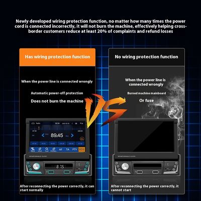 Tela retrátil de 7 polegadas Creatall All-in-One Wireless CarPlay Smart para Câmera de ré Bluetooth MP5 Player para carro