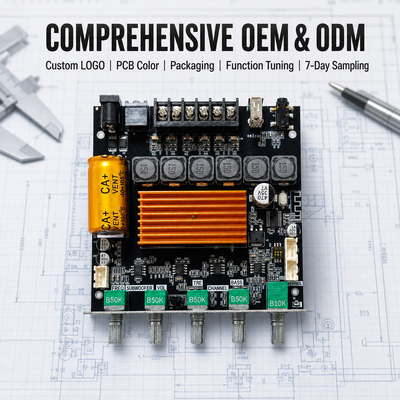 Placa Amplificadora Bluetooth TPA3116 de 2.1 Canais 50W+50W+100W CA-TB21H Módulo Amplificador de Áudio com Controle por APP