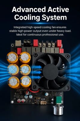 Placa Amplificadora Estéreo Classe D com Resfriamento por Ventilador Dual TPA3255 de 600W+600W DC18-50V