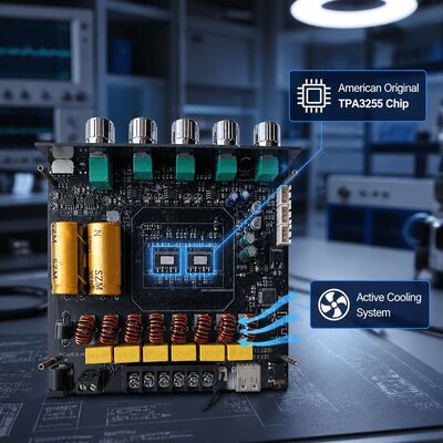 Placa Amplificadora Bluetooth 5.1 Dual TPA3255 de 2.1 Canais Módulo Amplificador de Áudio 220W+220W+350W