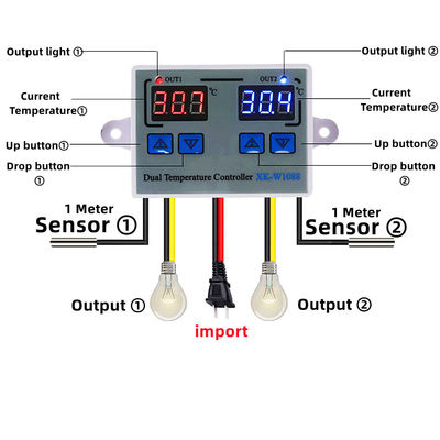 Controlador duplo Electric Heating 220V do termômetro do diodo emissor de luz Digital
