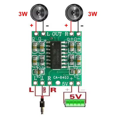 Módulo de amplificador de áudio de 20x19mm ultra pequeno com saída de 2x3W e placa de amplificador de potência digital de classe D de potência de 5V DC