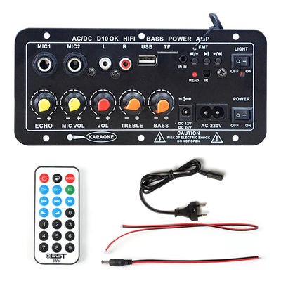 D10 BT Amplifier Audio Board com 200W Peak Power Bluetooth 5.0 e entrada dupla de microfone para Karaoke