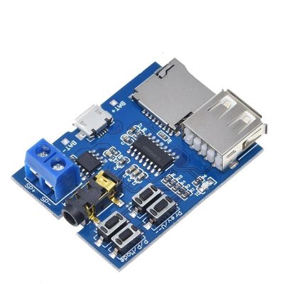 Modulo de amplificador de áudio de placa de decodificação MP3 com faixa de potência de 3,7 ~ 5,5V Cartão TF e modo de reprodução de disco U 2W Mono Amplificador